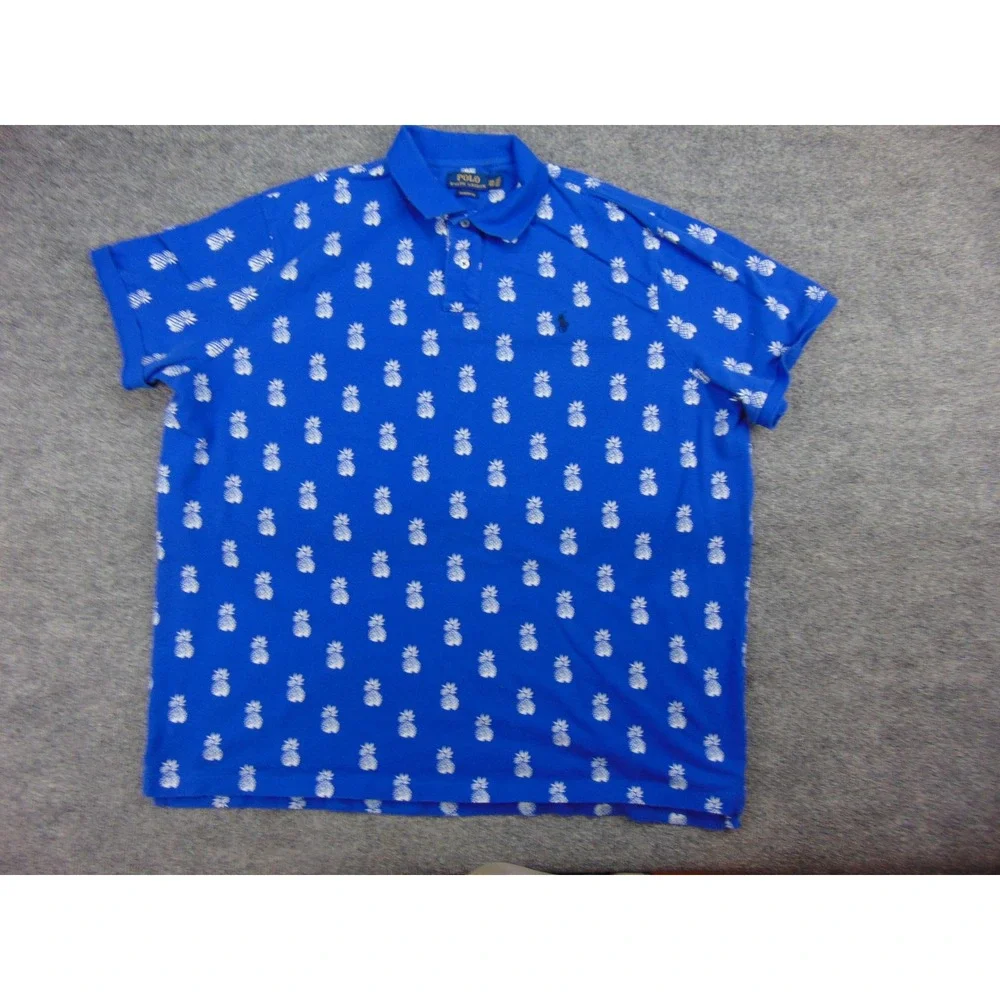 Polo Ralph Lauren Polo Mens 2XL Classic Fit Blue Pineapple Print Tropical Summer